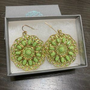 Large Round Beautiful Jade Colored Earrings
